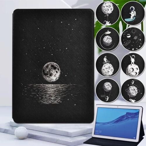Tablet Case for Huawei MediaPad T3 8.0/T3 10/T5 10/M5 Lite 10.1/M5 Lite 8/M5 10.8 Astronaut Cute Series Leather Stand Fold Cover