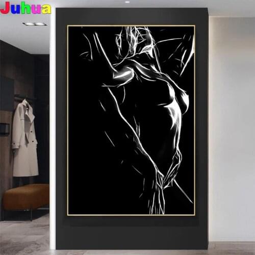 Black and White Nude Couple Diy Diamond Painting Cross Stitch full drill sexy body 5D Diamond Embroidery mosaic art home decor