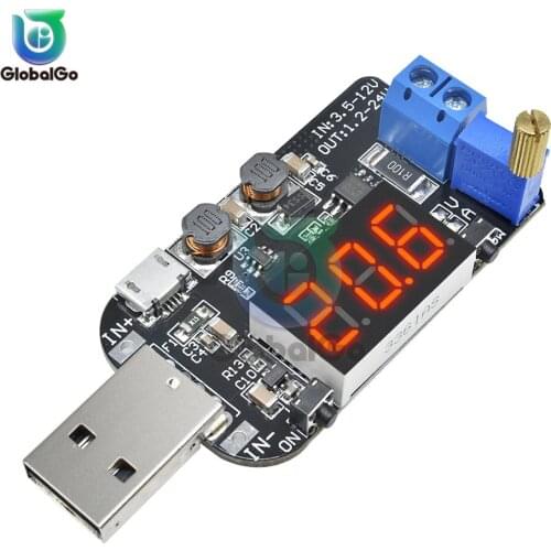 Digital USB Adjustable Boost Buck Module Step Up/Down Power Supply Current Voltage Regulator Module Converter 5V to 1-24V