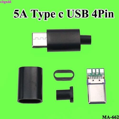 Cltgxdd 2pcs/pack 5A Type-c DIY Assembled USB Pulg Male Connector Charging Cable Parts Adapter Charging Data Sync Transfer