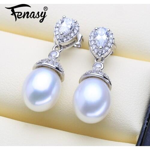 FENASY Drop Earrings Bohemian Natural Pearl Earrings For Women 925 Sterling Silver Exquisite Wedding Accessories Long Earrings