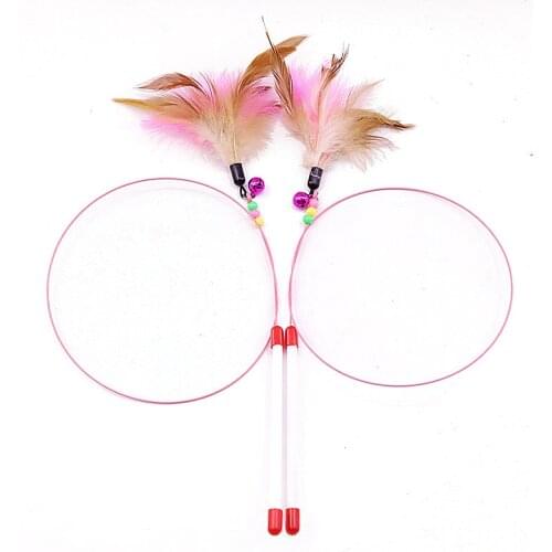Cat Toy Feather Wand 100cm Length with Natural Feathers and Colorful Small Bell Are Guaranteed To Drive Your Cat Wild