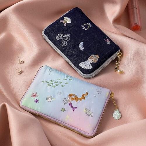 Exquisite Embroidery Jewelry Organizer Pouch Travel Zipper Storage Bag Pocket Separate Compartments for Necklace Earrings Rings