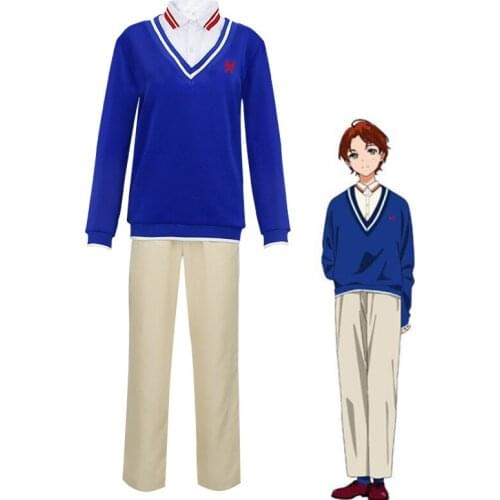 WONDER EGG PRIORITY Sawaki Momoe Cosplay Uniform Campus Style Blue Suits