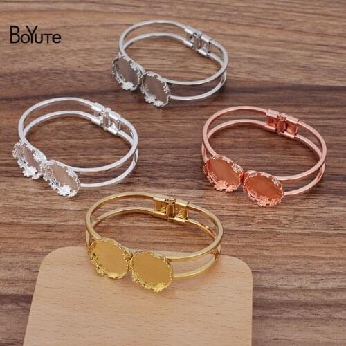 BoYuTe Custom Made (50 Pieces/Lot) 65*60MM Brass Blank Bracelet with 20MM Cabochon Tray Base Handmade DIY Jewelry Accessories