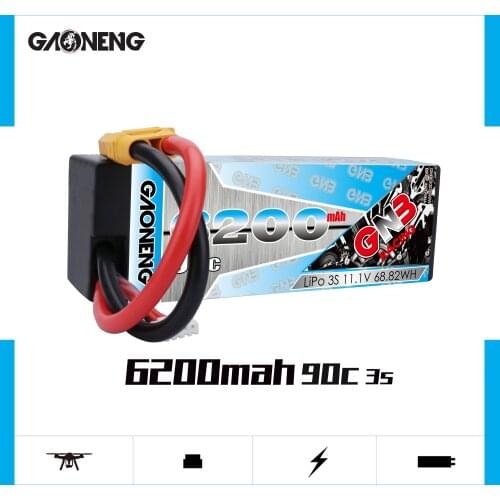 Gaoneng GNB 6200mAh 3S1P 11.1V 90C/180C Hardcase LiPo Battery T Connectors XT60 Plug for RC Car four drive off-road RC Boat