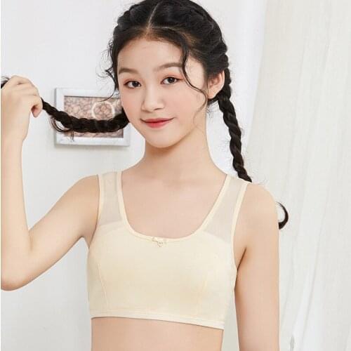 Teenager Girl Tank Tops 2021 New Fashion Kids Active Tight Camisoles Childrens Underwear Tops Solid Pure Soft Cotton Bras Tanks