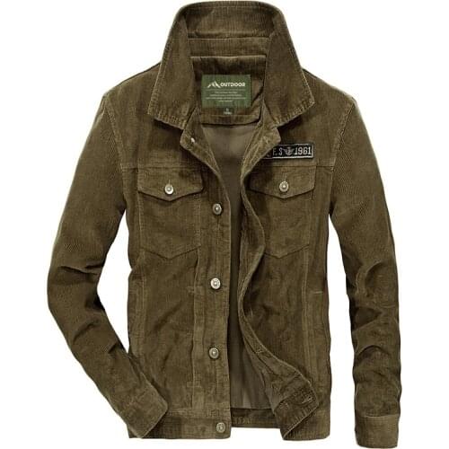 Mcikkny Mens Cargo Corduroy Jacket And Coats Multi Pockets Spring Outwear Tops For Male Clothing Size M-4XL