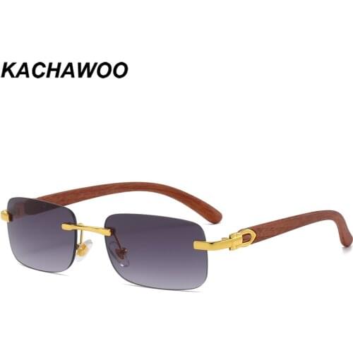 Kachawoo male no frame rectangle sunglasses retro style rimless sun glasses female trending accessories brown blue European