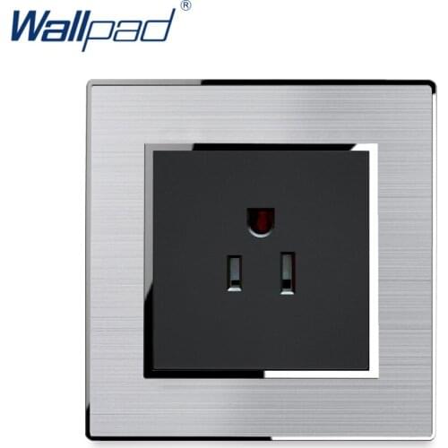 US Socket Wallpad Stainless Steel Panel With Silver Border Wall Socket 15A AC110-250V