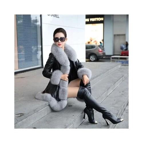 Hot Sale Winter Womens Faux Fur High Quality Faux Sheepskin Coats Keep Warm With Fur Fox Collars Slim Female Furs