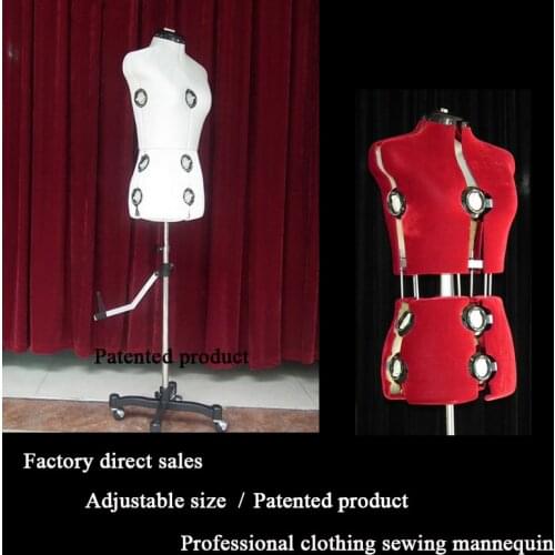 Hot Adjustable Size Professional Level Sewing Mannequin Insertable Needle Half-body Woman Dressmaker Model for Clothing Designer