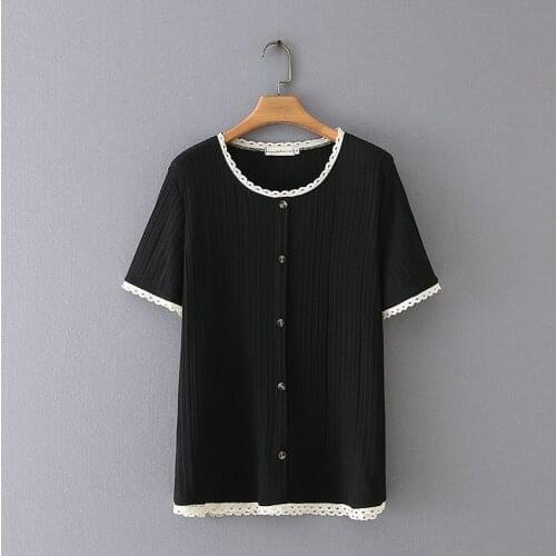 Plus Size Womens Short Sleeve T-shirts Crochet Round Neck Tops Oversized Summer Tee