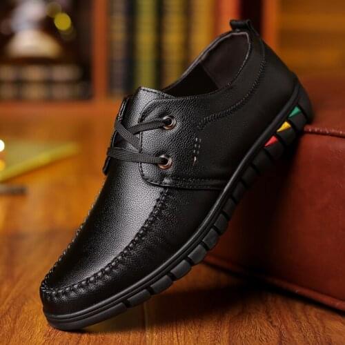 Luxury Men Dress Shoes Black Lace Up Casual Leather Shoes for Men Office Business Formal Shoes Soft Bottom Leather Shoes