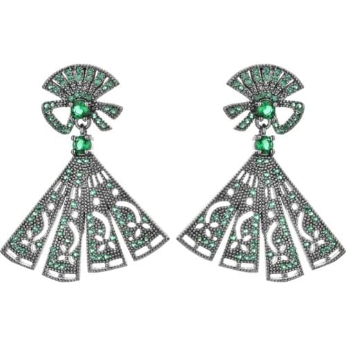 Luxury fan shaped multi color Zircon Earrings for women / Girls Wedding Party Fashion Jewelry Earrings ER-517