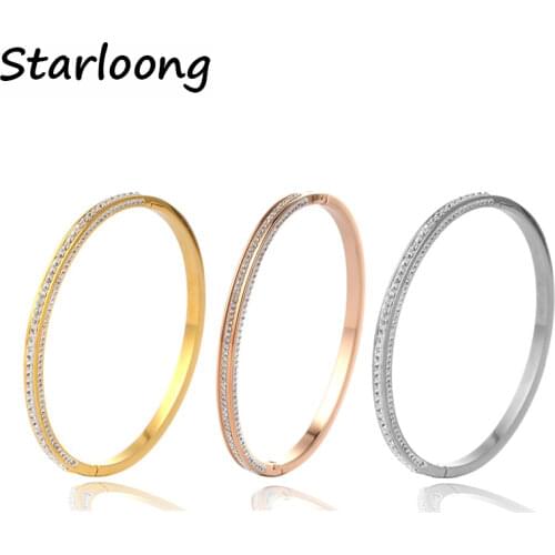 Luxury Pulseiras Feminina Full Rhinestone Beads Love Cuff Stainless Steel Wristband Bangles Bracelets women Party Wedding Bijoux