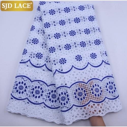 SJD LACE Sky Blue Swiss Voile Lace High Quality African Lace Fabric Embroiderey Handcut Dubai Laces For Wedding Party Sew A1931