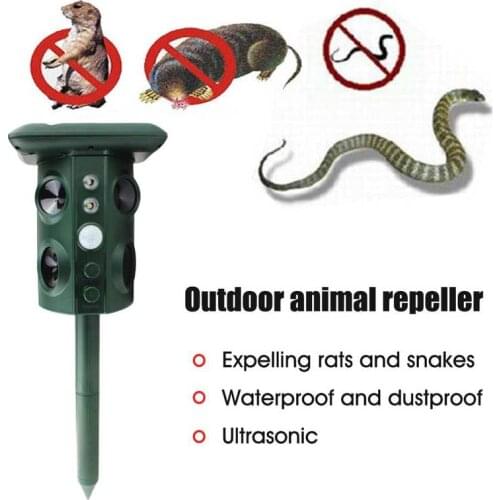 Snake Mouse Ultrasonic Wave Vibration Animal Repeller Deterrent Adjustable Band Solar Powerd Garden Cat Dog Waterproof Outdoor