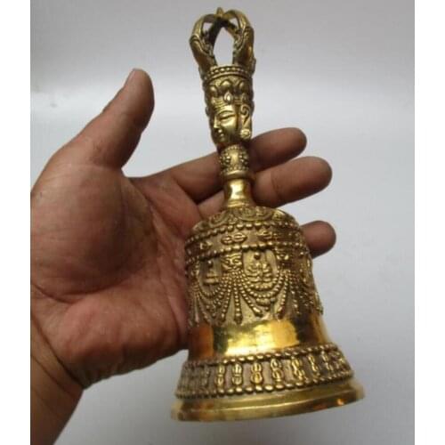 High :8inch/21 CM Home Decor Feng Shui Metal Hand Bell /Tibetan Decoration Crafts Tibetan Buddhism Lucky Bell