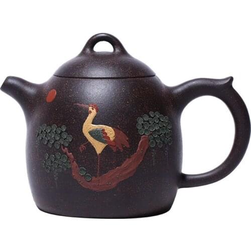 Yixing Purple Clay Teapot Ore Mud Master Handmade Crane Kung Fu Kettle Creative Teaware