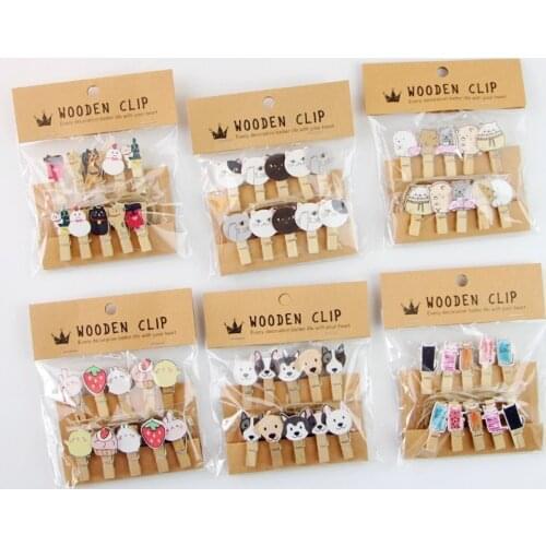 10 Pcs/Lot Creative Cartoon Animal Wooden Clip with Hemp Rope Photo paper Clothespin Craft Clips Party Decoration Clip
