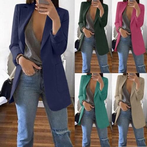 Women Blazer Casual Long Sleeve Slim Jackets Blazers Open Front Office Lady Suit Jacket OL Lapel Coat Cardigan Formal Blazers