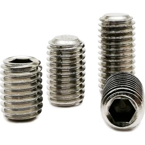 1/5/10/50pcs M2 M2.5 M3 M4 M5 M6 M8 M10 M12 M16 304 Stainless Steel Hex Hexagon Socket Allen Flat Point Set Screw Grub Bolt