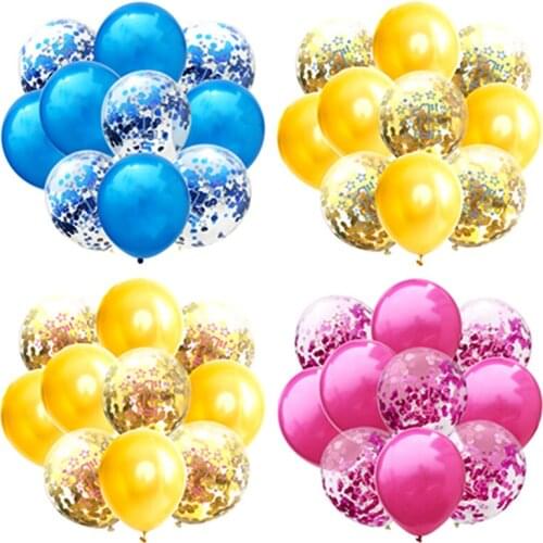 10PC Number 1 Confetti Balloon 12 Inch Rose Red Blue Boy or Girl Baby 1th Birthday Balloon Decoration Party Supplies