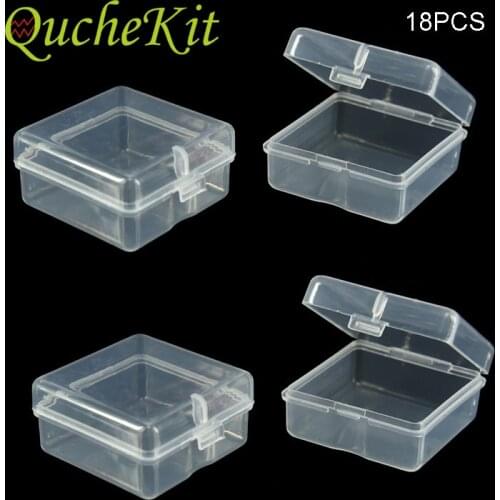 18Pcs Small Clear Plastic Beads Storage Containers Box with Hinged Lid Jewelry Storage Case Packaging Storage Box for Earrings