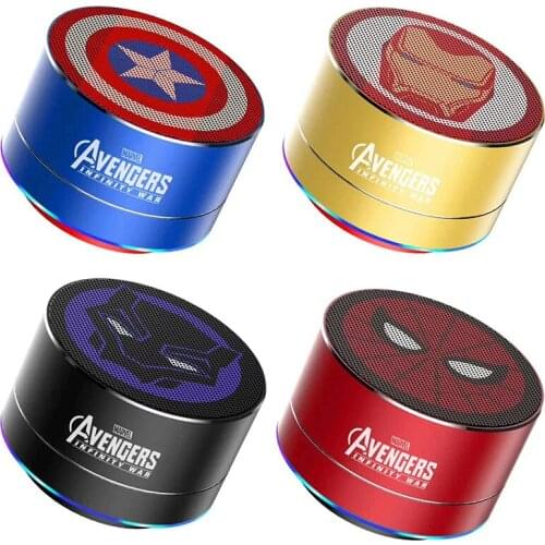 2021 Marvel Iron Man Captain America Wireless Bluetooth Speaker Car Subwoofer Plug-in Card Computer Portable Audio Mini Stereo