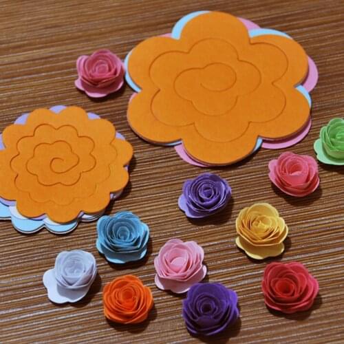 22Pcs DIY Three-dimensional Paper Roll Flower Handmade Paper Rose Scrapbooking Craft Round Coloured Fake Flower Origami Material