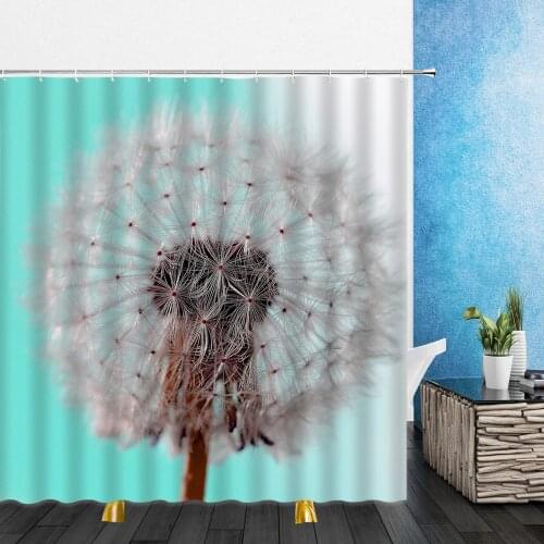 3D Flower White Dandelion Small Fresh Natural Scenery Shower Curtains Frabic Waterproof Home Decor Bathroom Curtain With Hooks