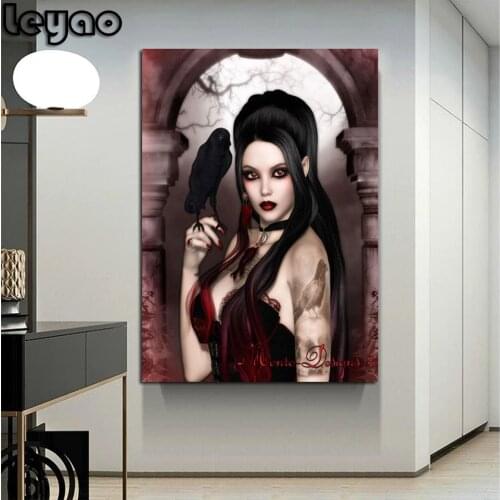 5D Diamond painting Darkness with Lady 3D Diamond Painting Full Round diamond painting Rhinestones Embroidery Gothic Style Women