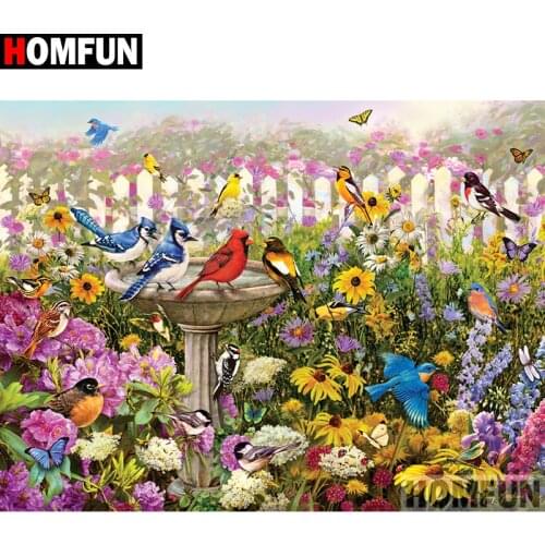 HOMFUN Full Square/Round Drill 5D DIY Diamond Painting "Birds and flowers" Embroidery Cross Stitch 5D Home Decor A00822