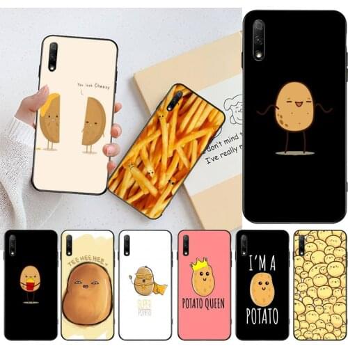 CUTEWANAN Food Cute Brown Potato Cover Black Soft Shell Phone Case for Huawei Honor 30 20 10 9 8 8x 8c v30 Lite view pro