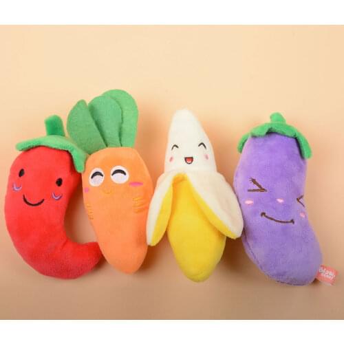 Vegetables 5 Chew Play Toys Pet Squeaky Puppy Chew Squeaker Quack Sound Doll Toy Creative Simulation Donut Pet Supplies Dog Toys
