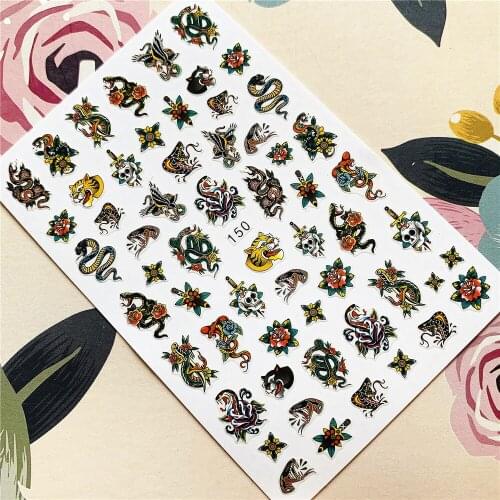 EB-150 Snake cobra tiger head butterfly 3D Back glue Nail decal Nail sticker Nail decoration Nail art Nail tool Nail ornament