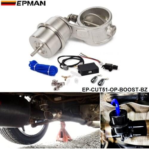 Exhaust Control Valve Set Cutout 2" 51mm Pipe Opend With Boost Actuator with Wireless Remote Controller Set EP-CUT51-OP-BOOST-BZ