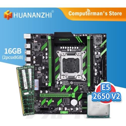 HUANANZHI X79 ZD3 X79 Motherboard Intel LGA2011 XEON E5 2650 v2 Memory 2*8GB DDR3 RECC supports M.2 NVME NGFF USB3.0 M-ATX