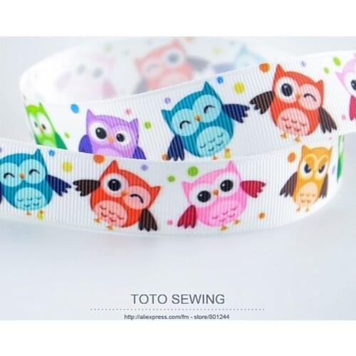 New arrival 7/8" 22mm Cute Owl Design Printed Grosgrain Ribbons Polyester DIY Decoration Hairpin Bag Sewing Patchwork Handcarft