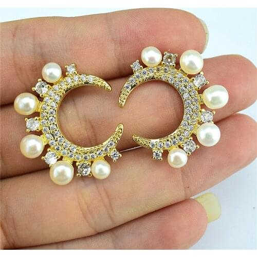 2021 New Pearl cube oxidation exaggeration trend hip hop rock stud jewelry exquisite jewelry womens gift