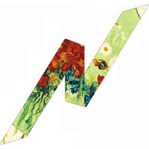 105cm New Branch Flower New Design Print Skinny Spring Scarf Women Luxury Brand Bag Scarves Summer Neckerchief Silk Scarf SJ465