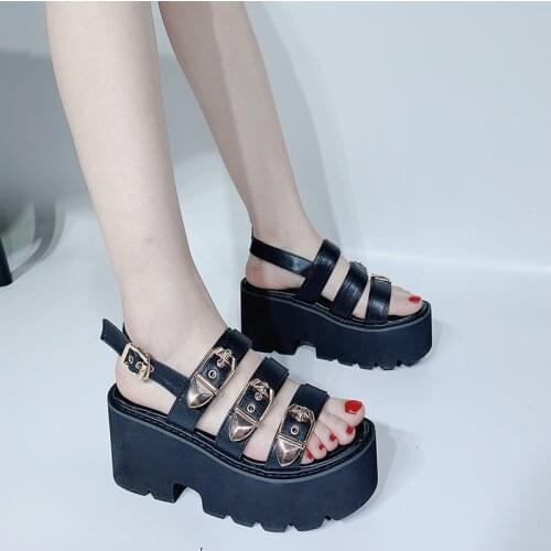 Heels for crossdresser punk Sandals High Heels Platform Sandals Women Summer Shoes plataformas mujer sandalias casual shoes