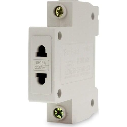 Single Phase 2 Pin Modular Socket for Switchgear US EU Rail Mount Modular Socket Distribution Box Power Socket 10-16A 250V AC