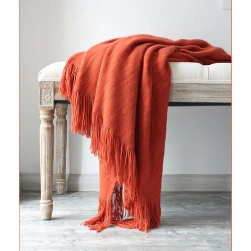 Nordic Style Solid Color Knitted blanket throw Sofa/bed/plane/TV travel blankets Bed Sofa Covers coperte Spring autumn 130*170cm