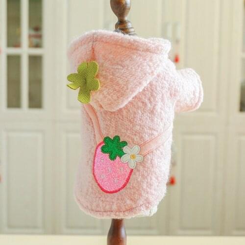 Autumn/Winter Pet Clothes Candy Strawberry Dog Coat Thick Teddy Bichon Hoodie Warm Cute Parkas Yorkie Sweater Jacket Outfits