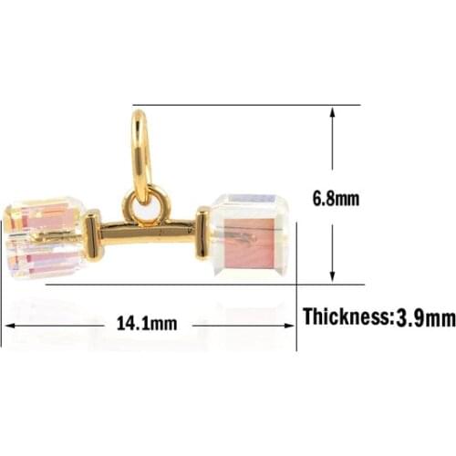 CZ Dumbbell Necklace Sports Pendant Fitness Bracelet DIY Personalized Jewelry Supplies 6.8x14.1x3.9mm