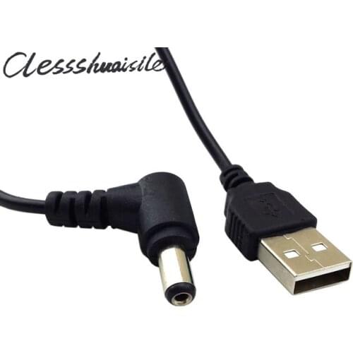 USB 2.0 A Type Male to Straight & Right Angled 90 Degree 5.5 x 2.5mm DC 5V Power Plug Barrel Connector Charge charger Cable 80cm