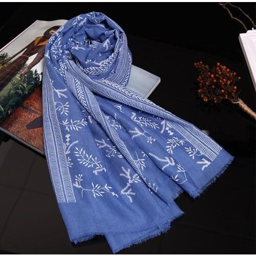 Genovega 180*67 cm Autumn Women Scarf Print Scarves Viscose Floral Shawl Female Blue Scarf Winter Lady Foulard Femme Pashmina