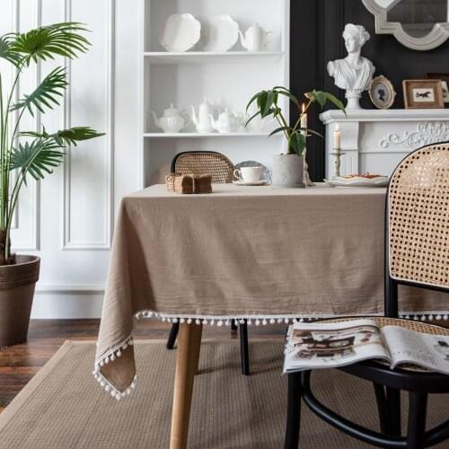 Modern all-match solid tablecloth red washable coffee banquet tablecloth party banquet decoration white tassels and practical